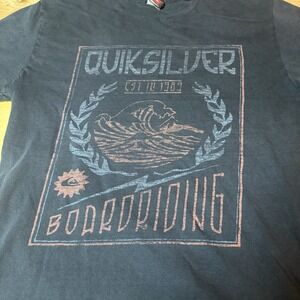 Quiksilver Boardriding T-Shirt Men's Medium Black Vintage Surf Graphic Tee